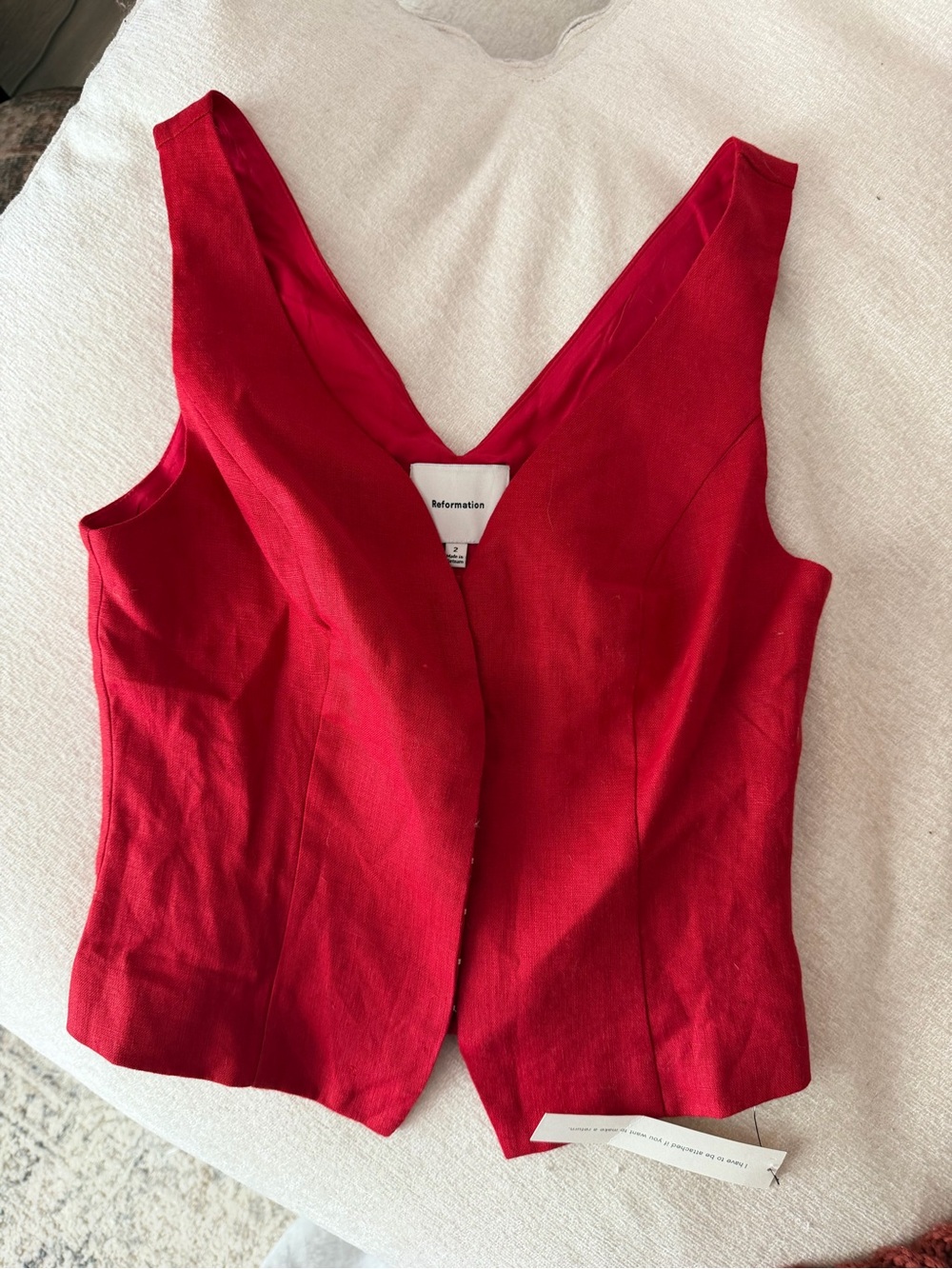 Reformation Red Linen Vest